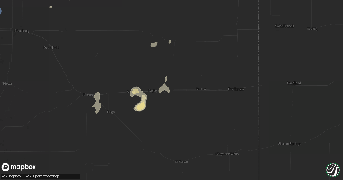 Hail map in Seibert, CO on July 22, 2026