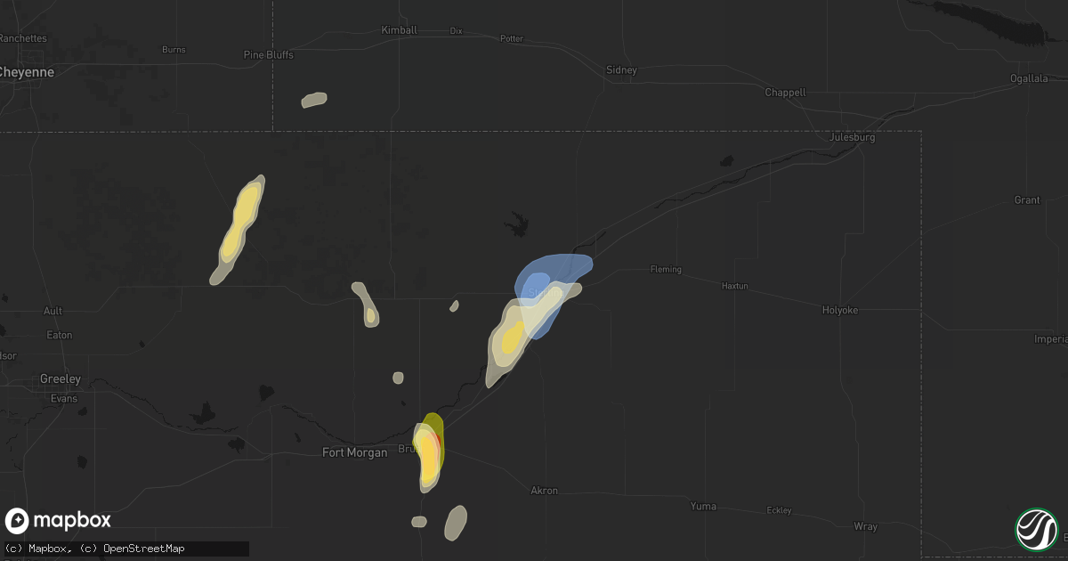 Hail map in Sterling, CO on July 22, 2026