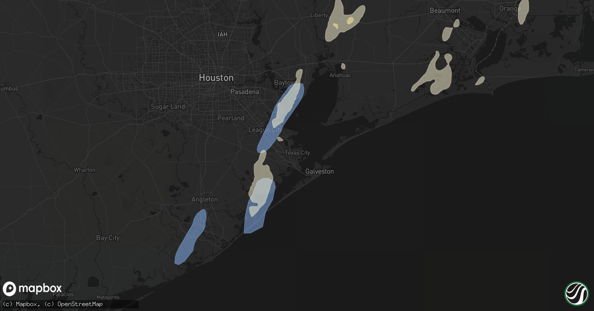 Hail map in Texas City, TX on July 22, 2026