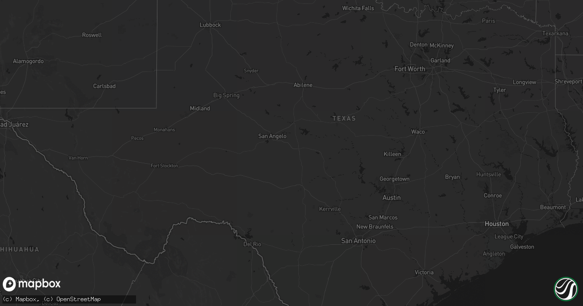 Hail map in Texas on July 22, 2026