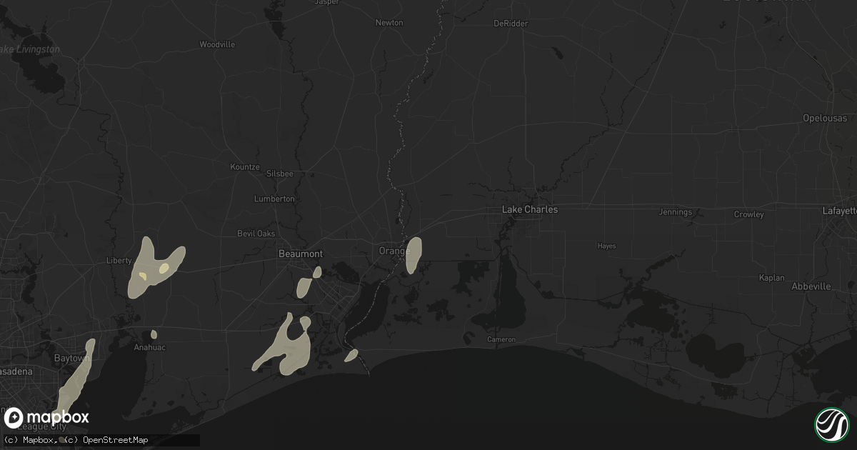 Hail map in Vinton, LA on July 22, 2026