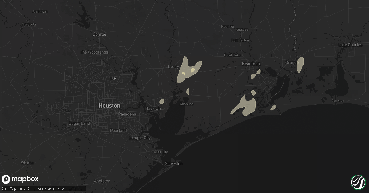 Hail map in Wallisville, TX on July 22, 2026