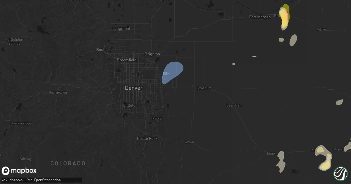 Hail map in Watkins, CO on July 22, 2026