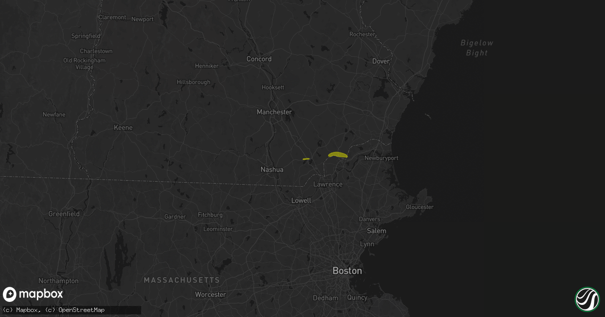 Hail map in Windham, NH on July 22, 2026