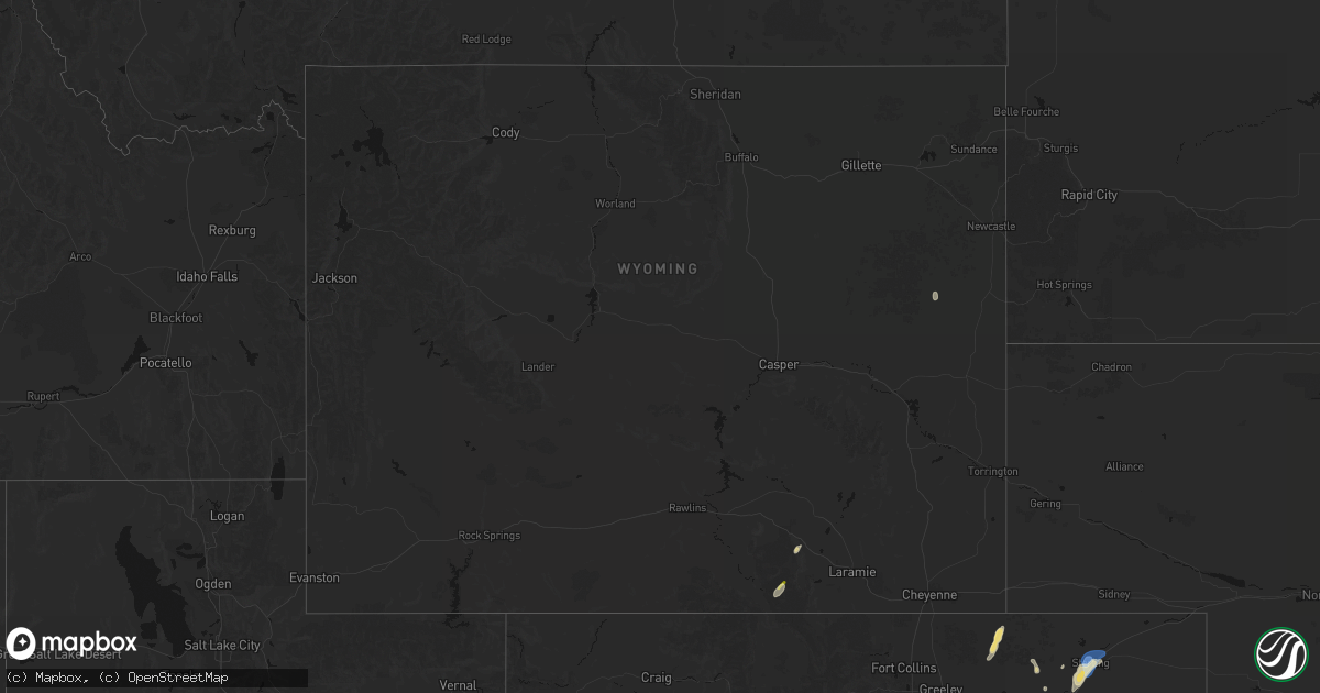 Hail map in Wyoming on July 22, 2026