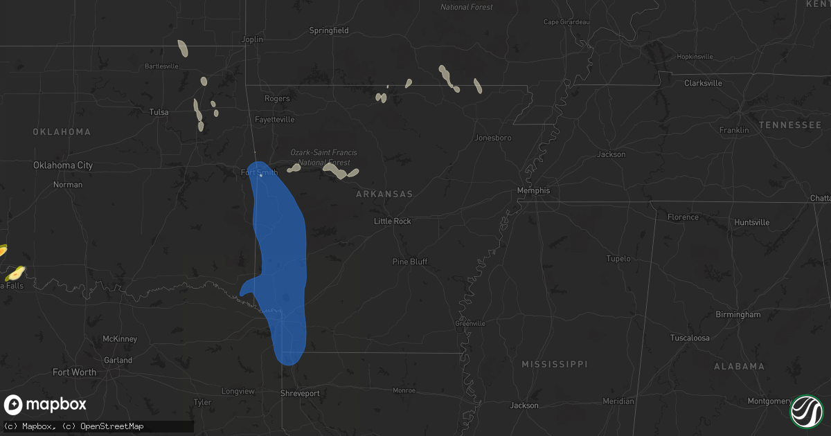 Hail map in Arkansas on July 23, 2014