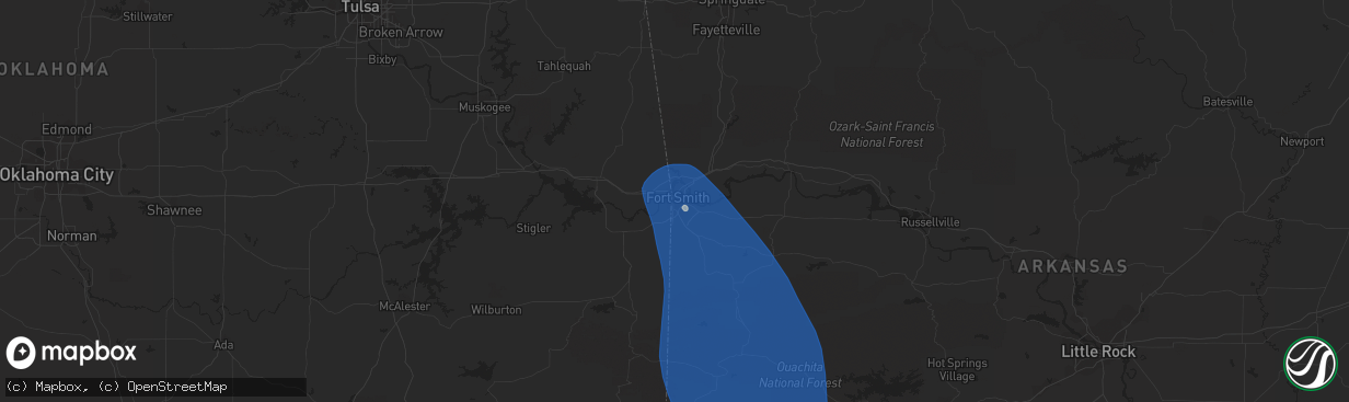 Hail map in Fort Smith, AR on July 23, 2014