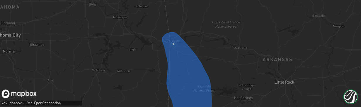 Hail map in Greenwood, AR on July 23, 2014