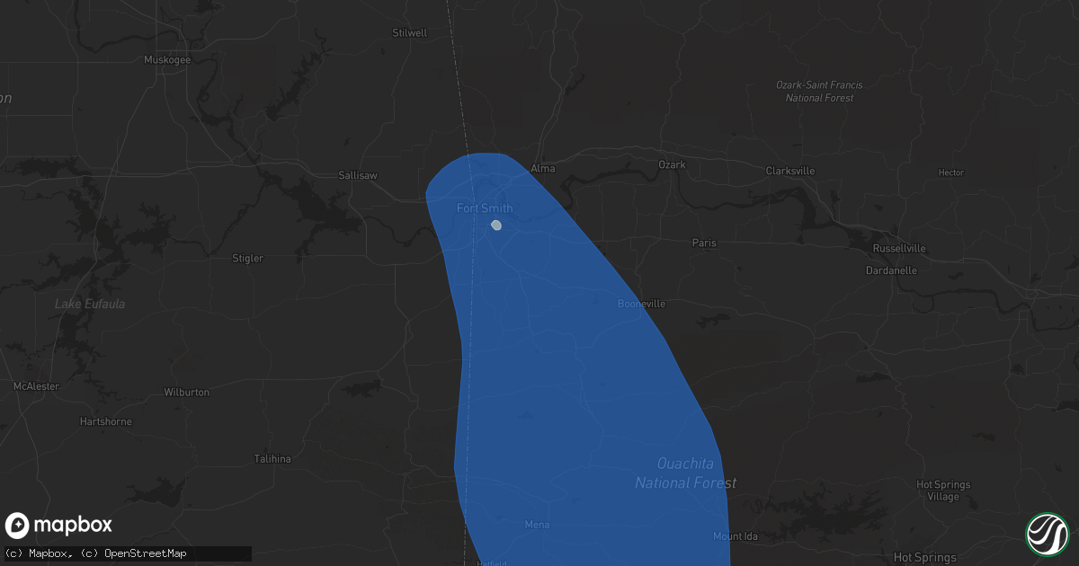 Hail map in Greenwood, AR on July 23, 2014