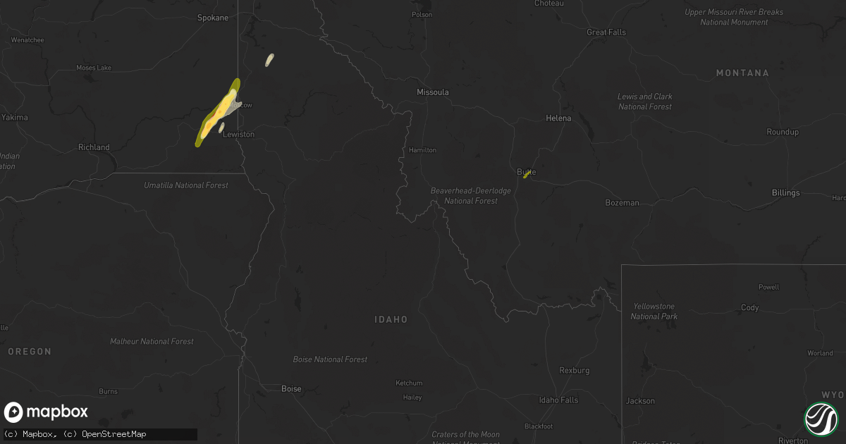 Hail map in Idaho on July 23, 2014