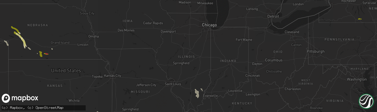 Hail map in Illinois on July 23, 2014