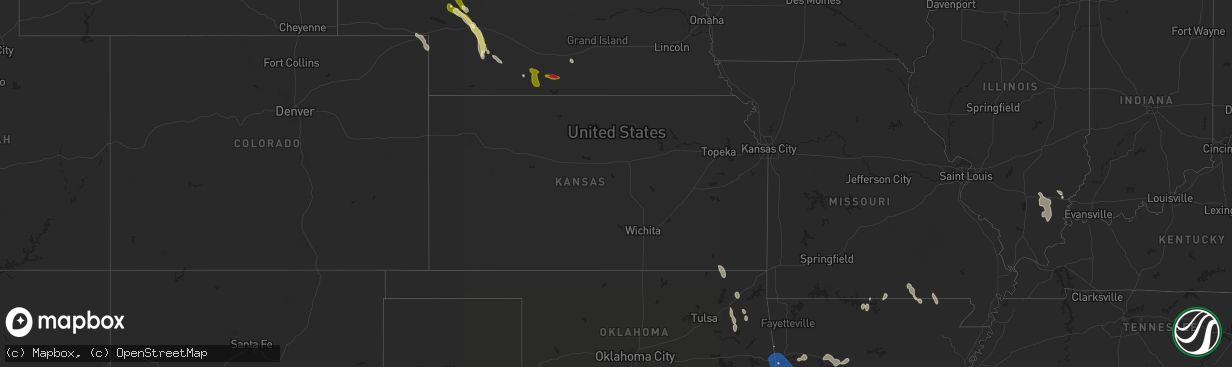 Hail map in Kansas on July 23, 2014