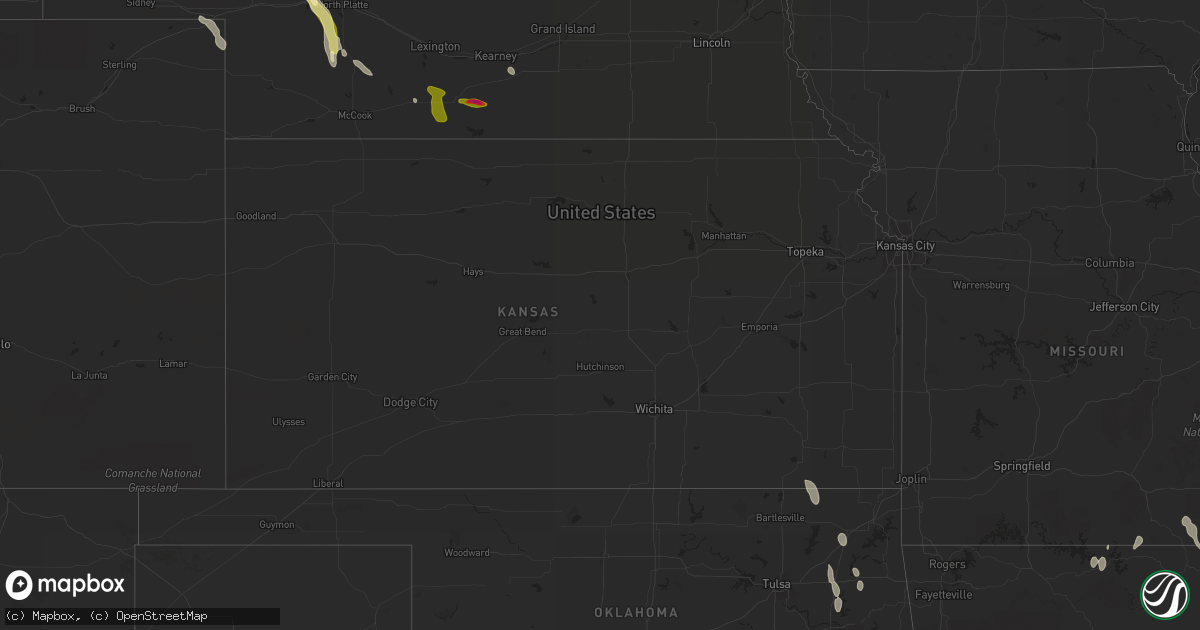 Hail map in Kansas on July 23, 2014