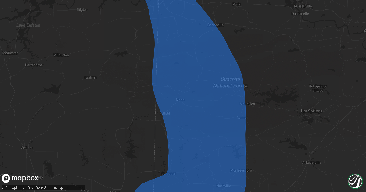 Hail map in Mena, AR on July 23, 2014