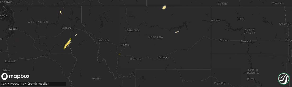 Hail map in Montana on July 23, 2014