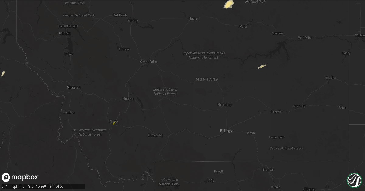 Hail map in Montana on July 23, 2014