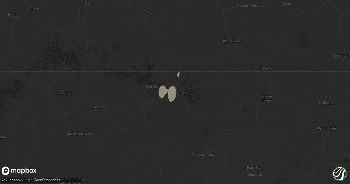 Hail map in Mountain Home, AR on July 23, 2014