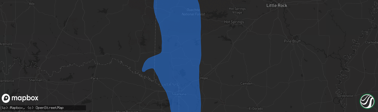 Hail map in Nashville, AR on July 23, 2014