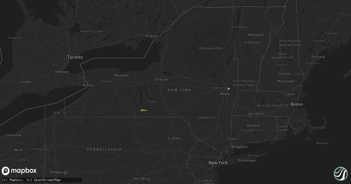 Hail map in New York on July 23, 2014
