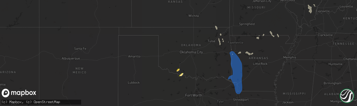 Hail map in Oklahoma on July 23, 2014