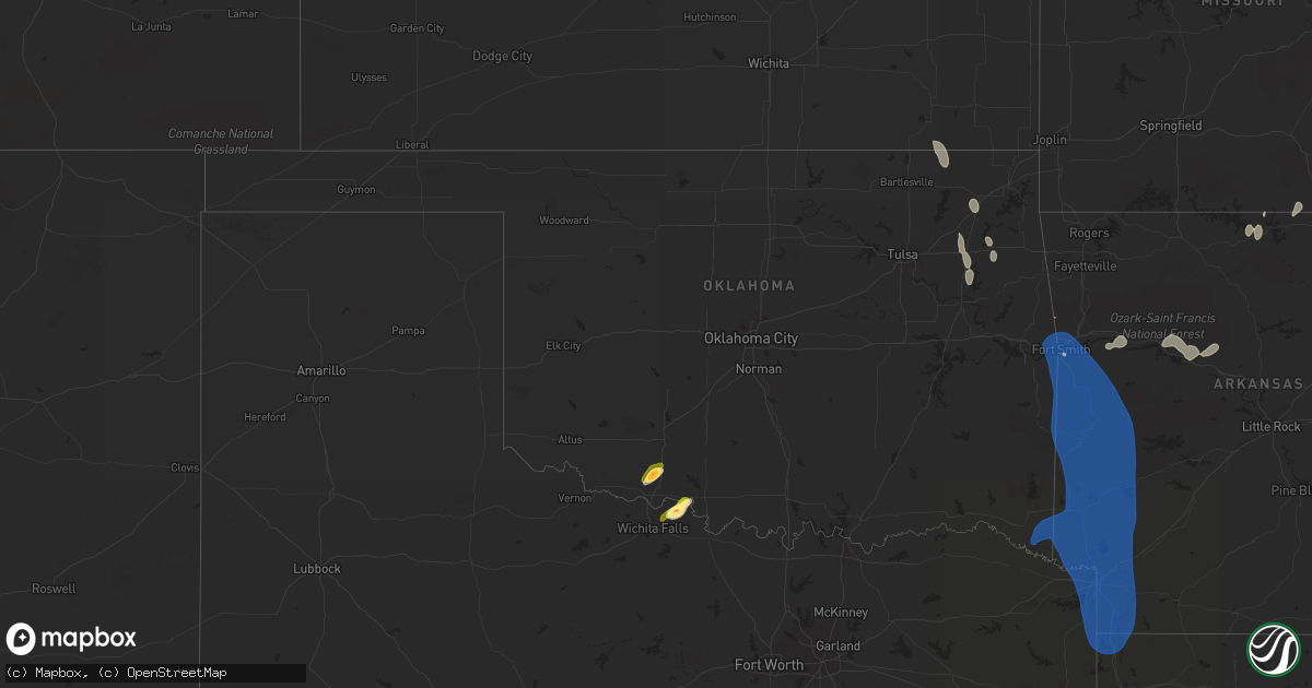 Hail map in Oklahoma on July 23, 2014