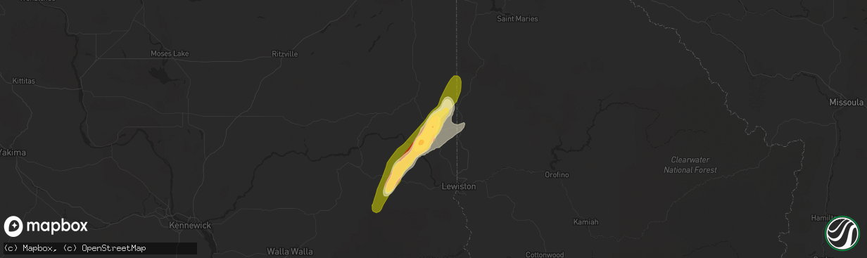 Hail map in Pullman, WA on July 23, 2014