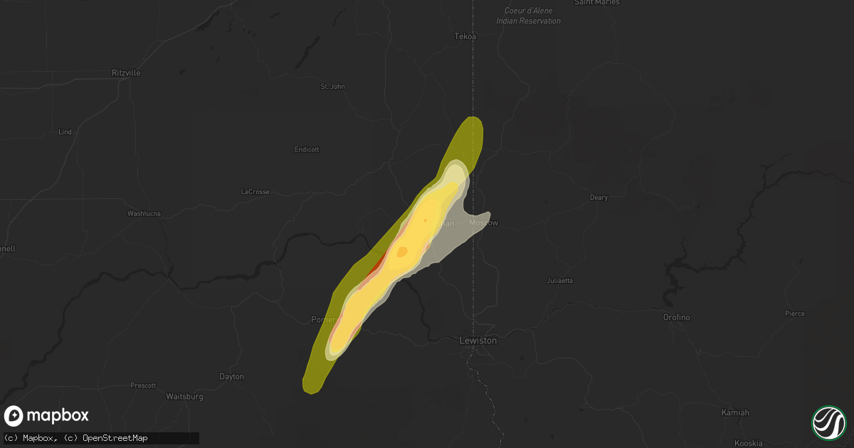 Hail map in Pullman, WA on July 23, 2014