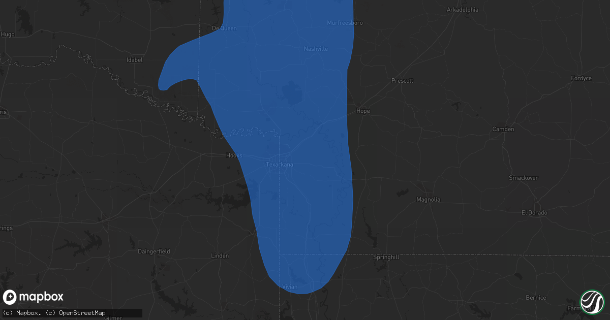 Hail map in Texarkana, AR on July 23, 2014