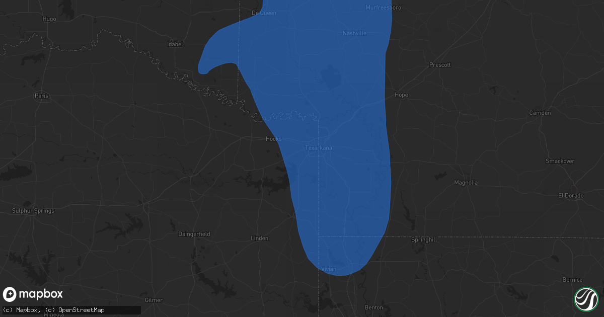 Hail map in Texarkana, TX on July 23, 2014
