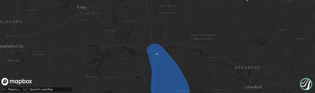 Hail map in Van Buren, AR on July 23, 2014