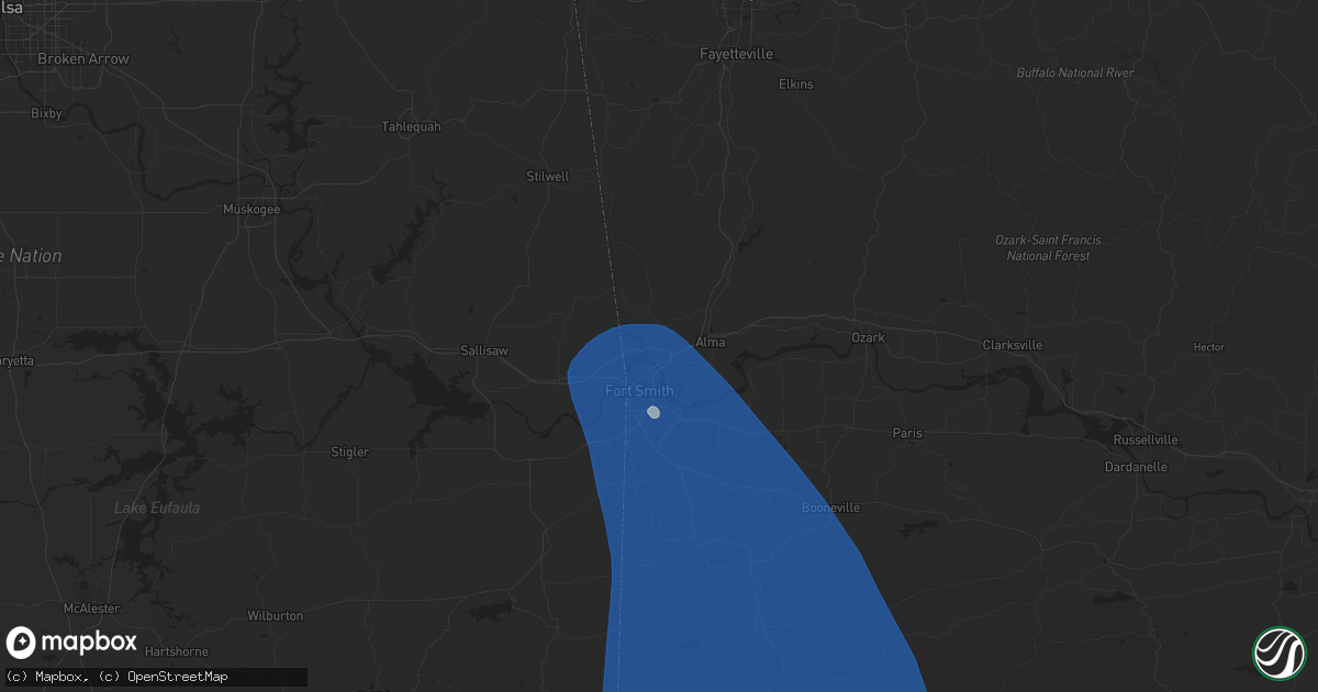 Hail map in Van Buren, AR on July 23, 2014