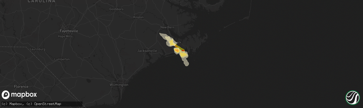 Hail map in Atlantic Beach, NC on July 23, 2015