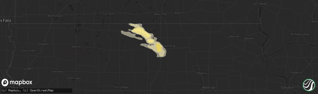 Hail map in Clear Lake, IA on July 23, 2015