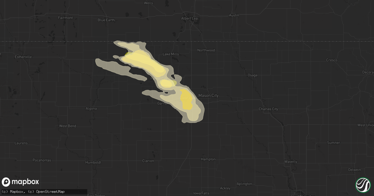 Hail map in Clear Lake, IA on July 23, 2015