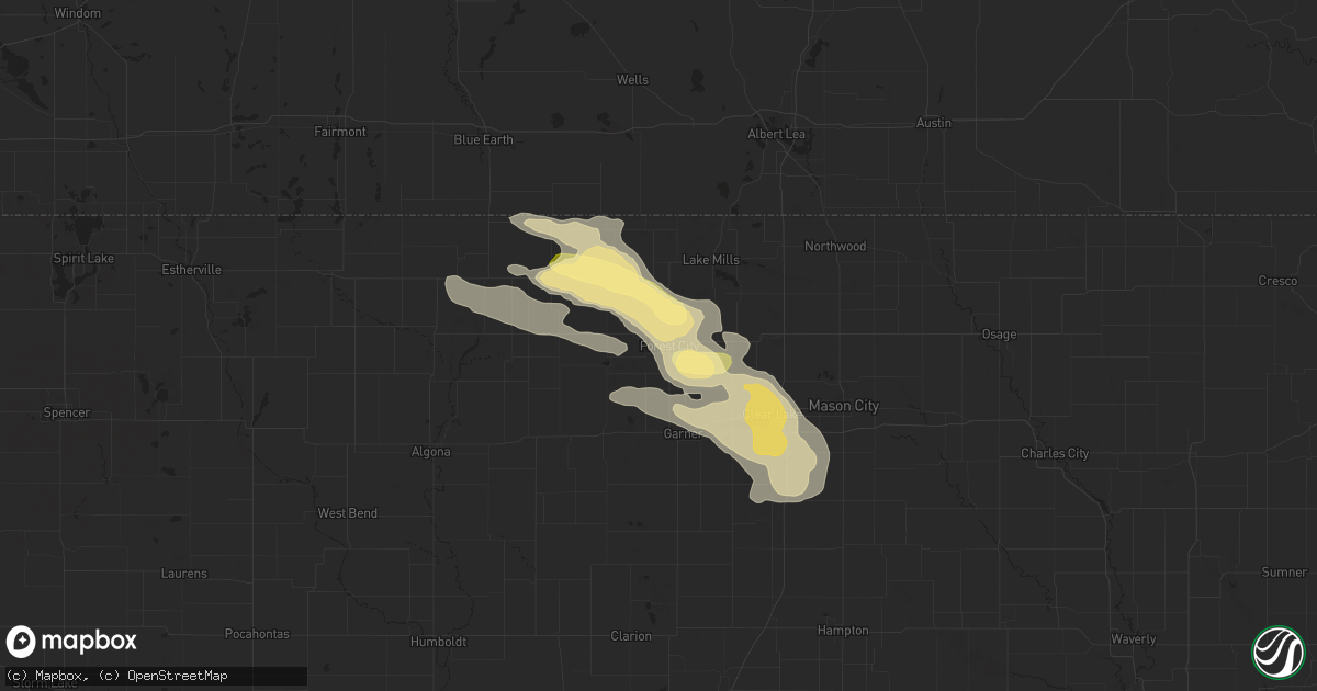Hail map in Forest City, IA on July 23, 2015