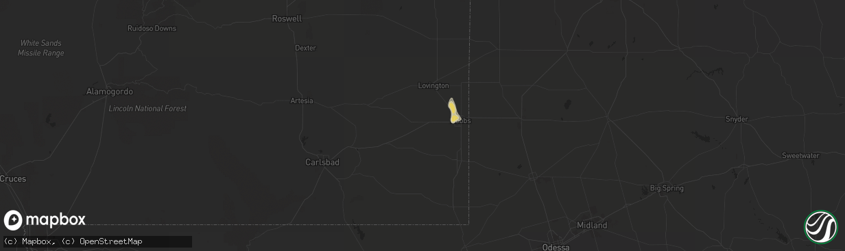 Hail map in Hobbs, NM on July 23, 2015