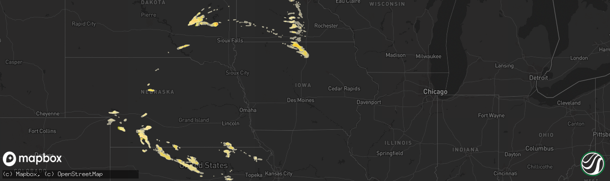 Hail map in Iowa on July 23, 2015