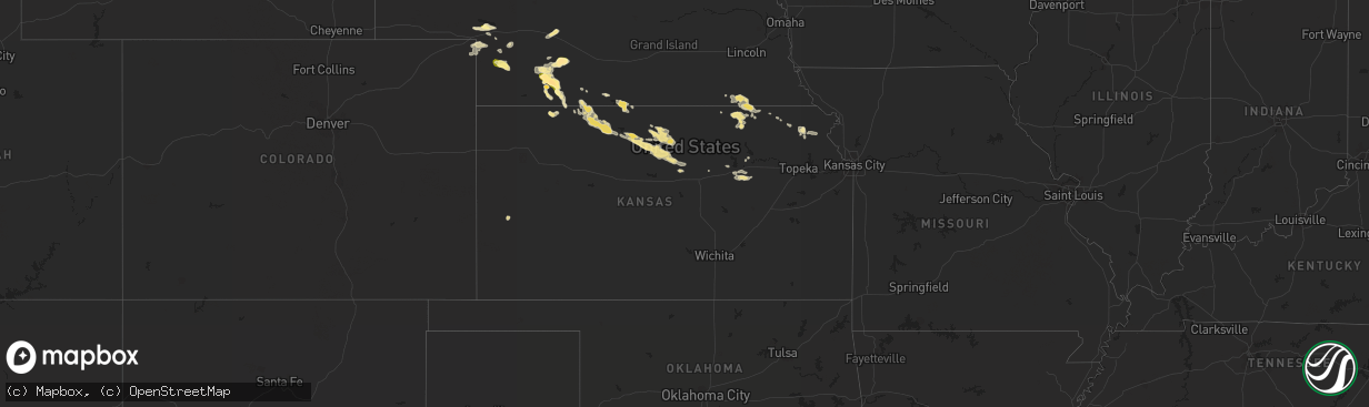 Hail map in Kansas on July 23, 2015