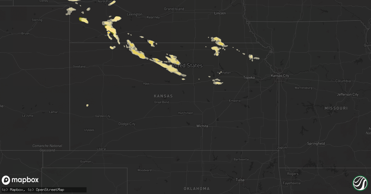 Hail map in Kansas on July 23, 2015