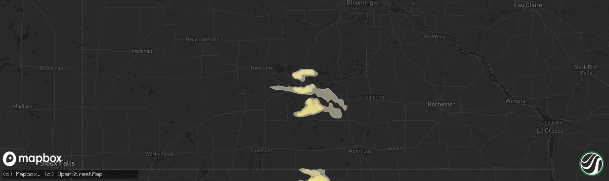 Hail map in Mankato, MN on July 23, 2015