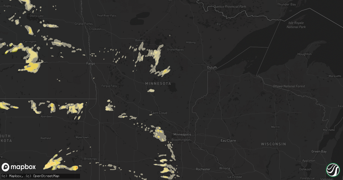 Hail map in Minnesota on July 23, 2015
