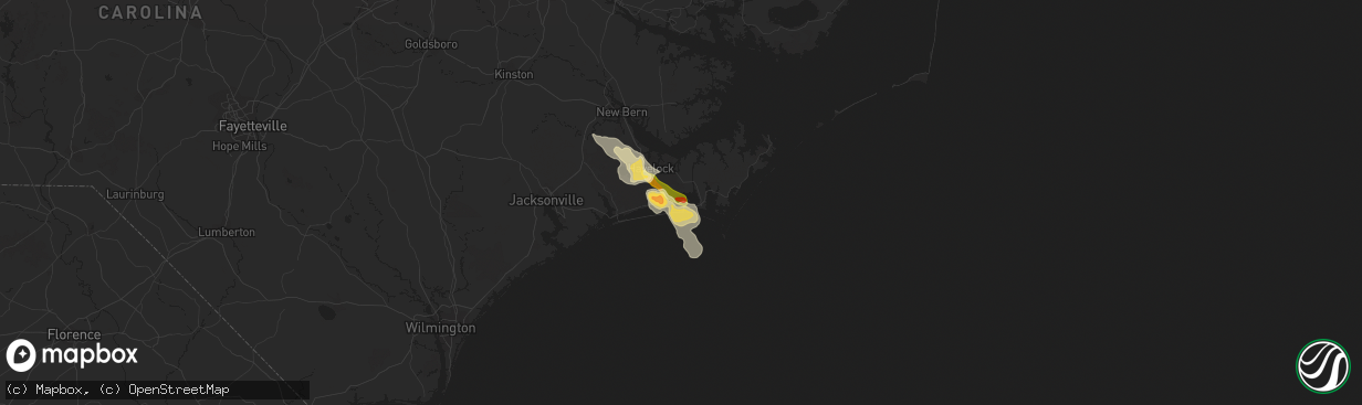 Hail map in Morehead City, NC on July 23, 2015