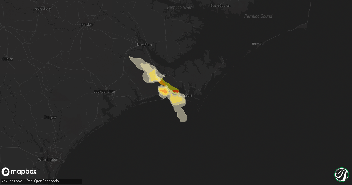 Hail map in Morehead City, NC on July 23, 2015