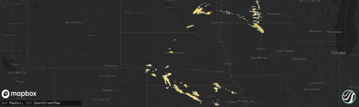 Hail map in Nebraska on July 23, 2015