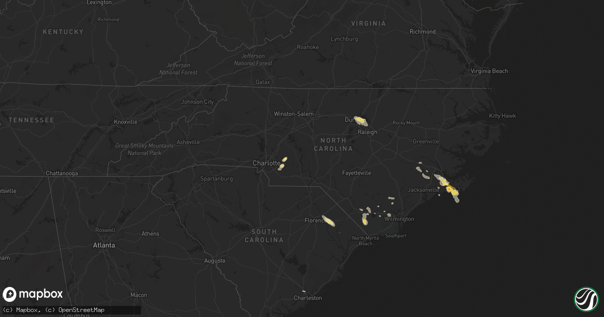Hail map in North Carolina on July 23, 2015