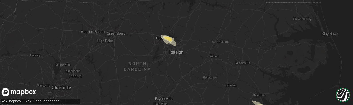 Hail map in Raleigh, NC on July 23, 2015