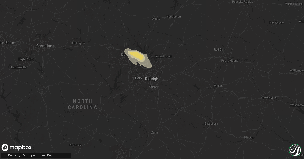 Hail map in Raleigh, NC on July 23, 2015