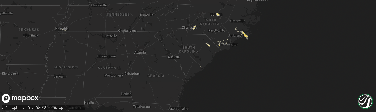 Hail map in South Carolina on July 23, 2015