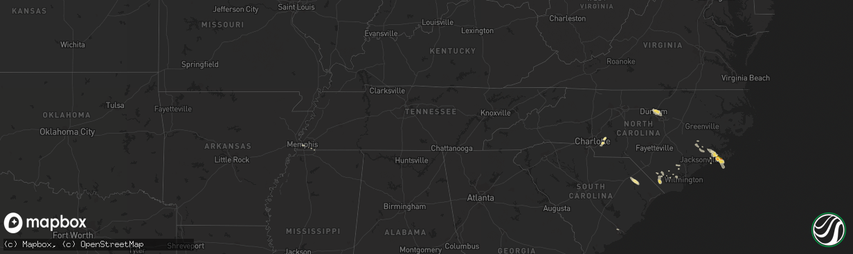 Hail map in Tennessee on July 23, 2015