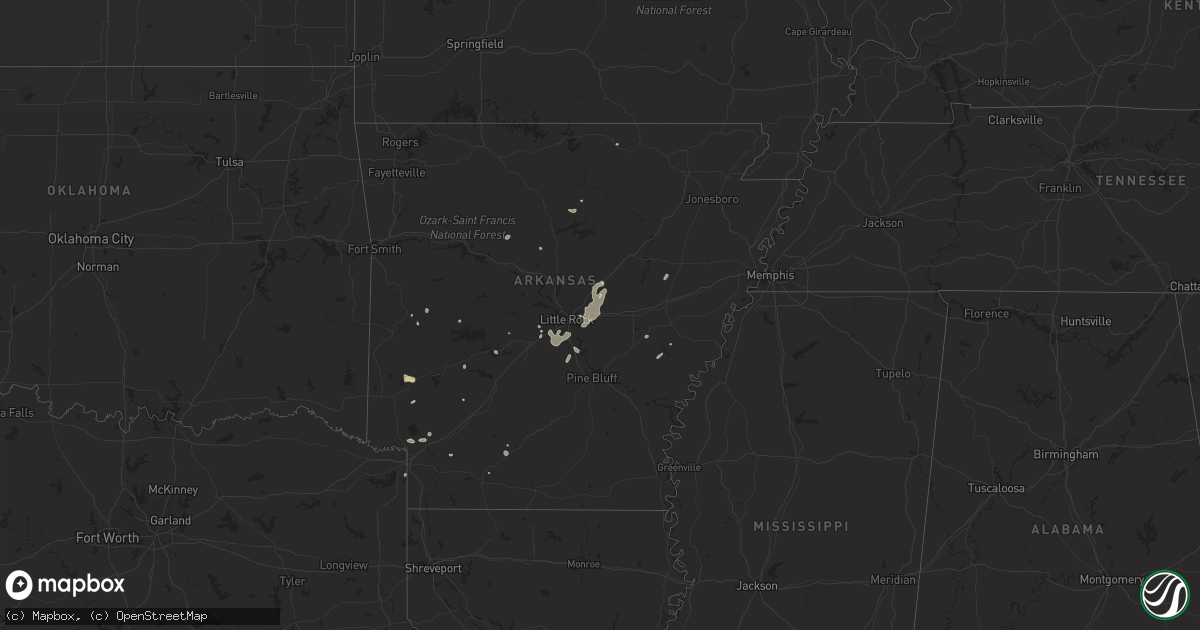 Hail map in Arkansas on July 23, 2016